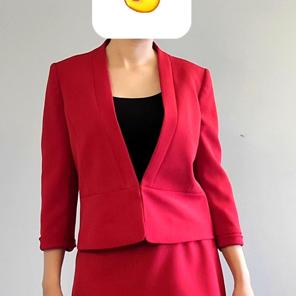 Tahari ASL Red Skirt Suit Size 8 Professional